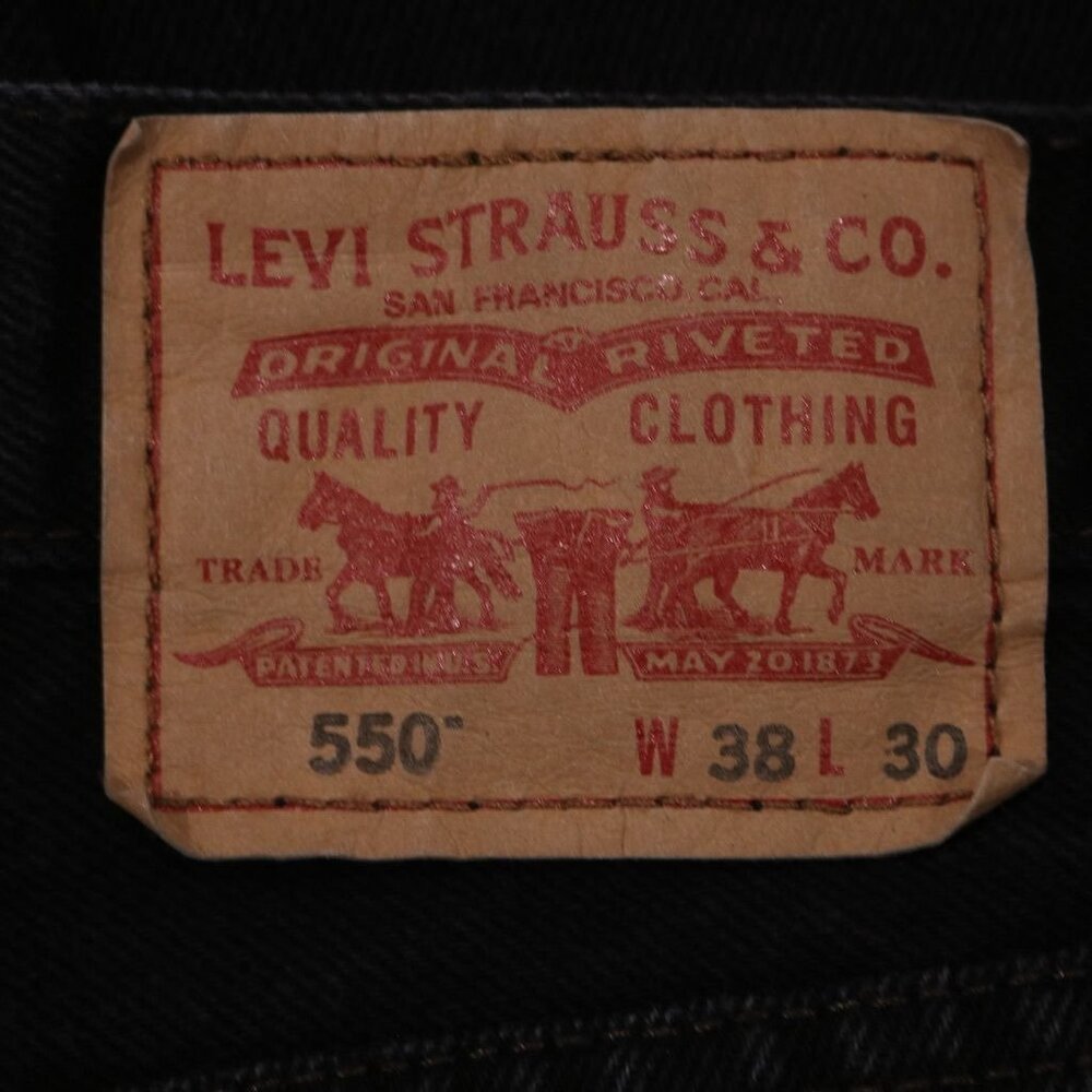 Levis 550 Jean Men 38 x 30 Grunge Black Relaxed Fit Straight Leg Goth Denim VTG - Picture 5 of 13